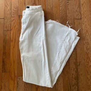 white Bershka flare wide leg jeans